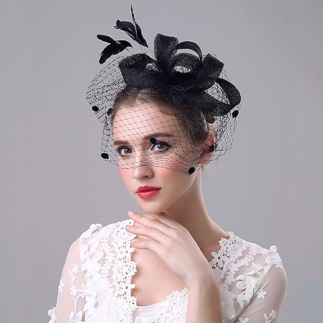 Fascinators Organza Polyester Party Soirée Vintage Élégant avec Coiffe en Plumes