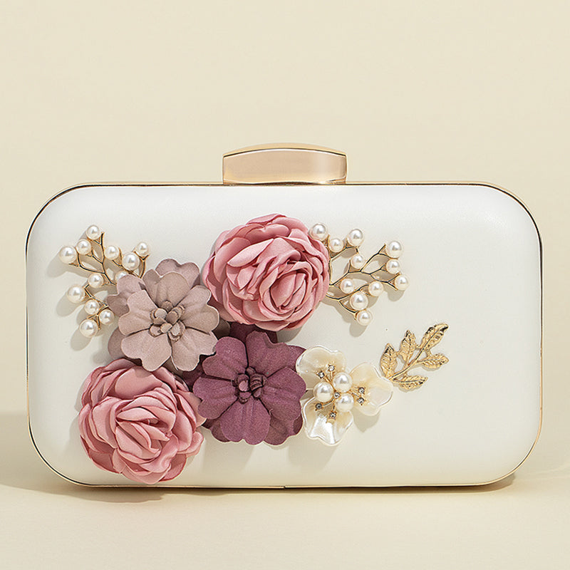 Pochettes en Métal avec Imitation de Fleurs et Perles
