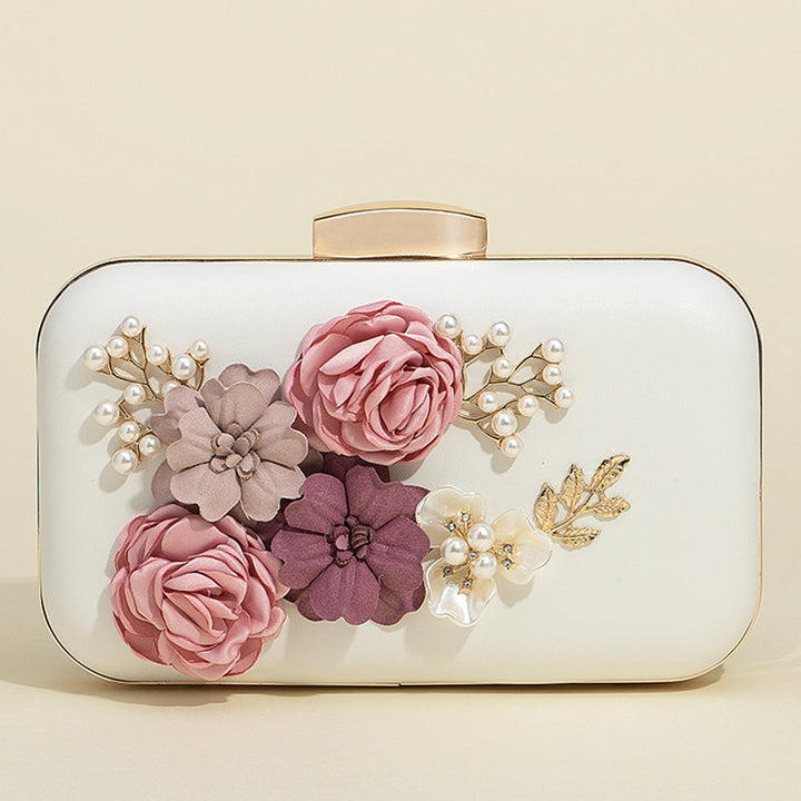 Pochettes en Métal avec Imitation de Fleurs et Perles