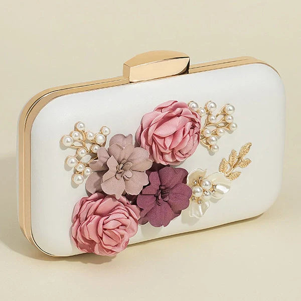 Pochettes en Métal avec Imitation de Fleurs et Perles