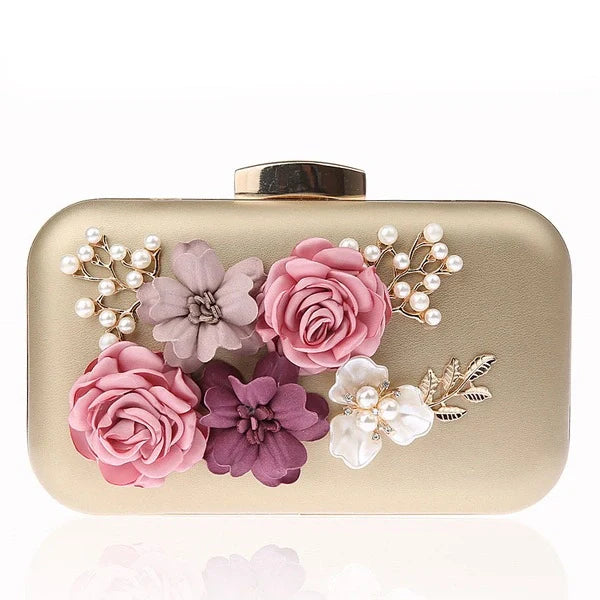 Pochettes en Métal avec Imitation de Fleurs et Perles