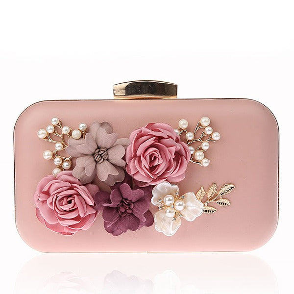 Pochettes en Métal avec Imitation de Fleurs et Perles