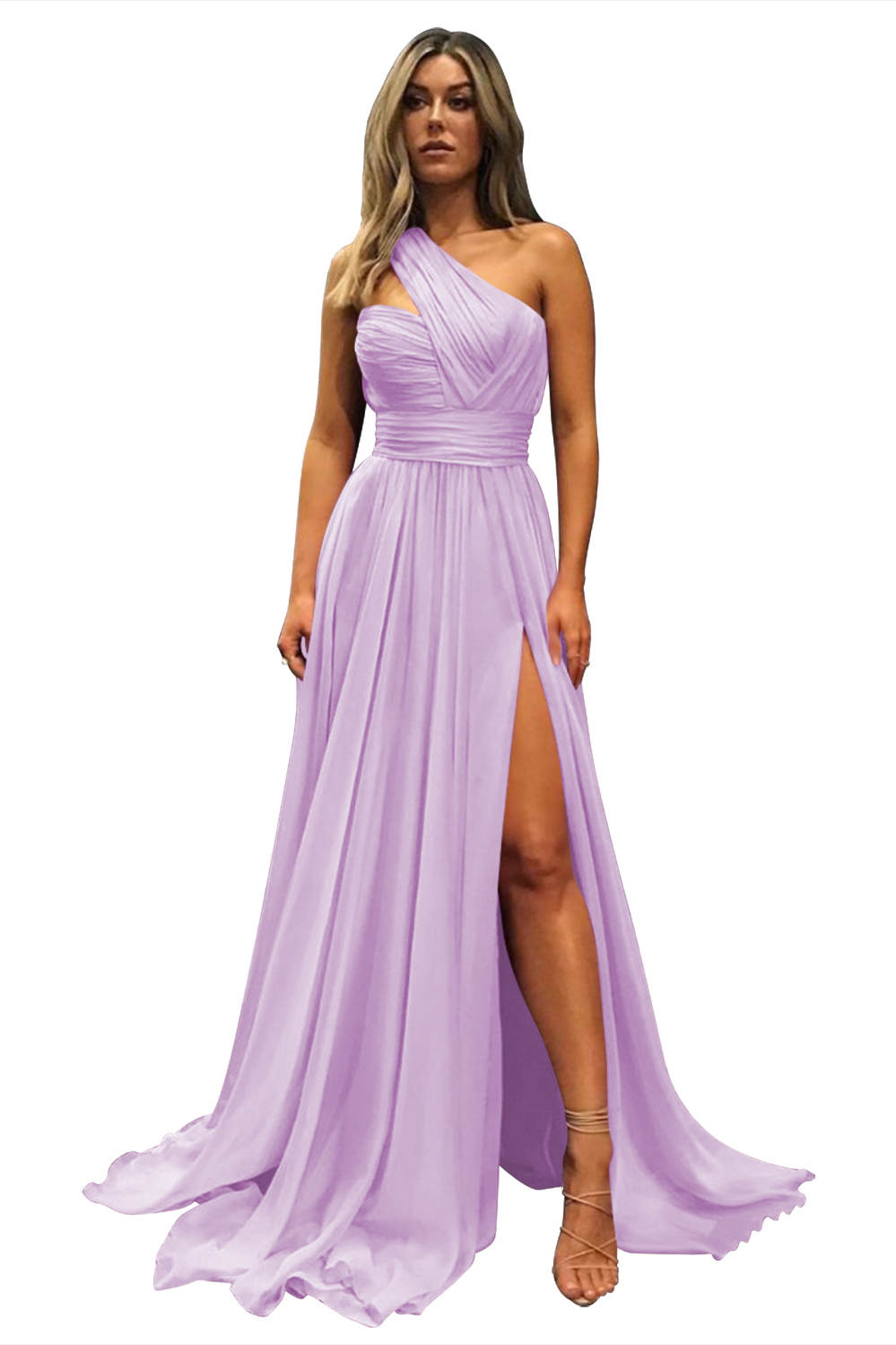Robes de Demoiselle D'Honneur A-Line/Princess à Une Épaule Sans Manches et Longueur Au Sol