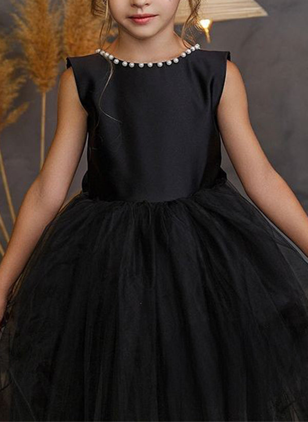 Robes de Fille Coupe A/Princesse avec Nœud Papillon et Perles