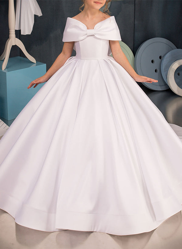 Robes de Fille Coupe A/Princesse avec Nœud Papillon