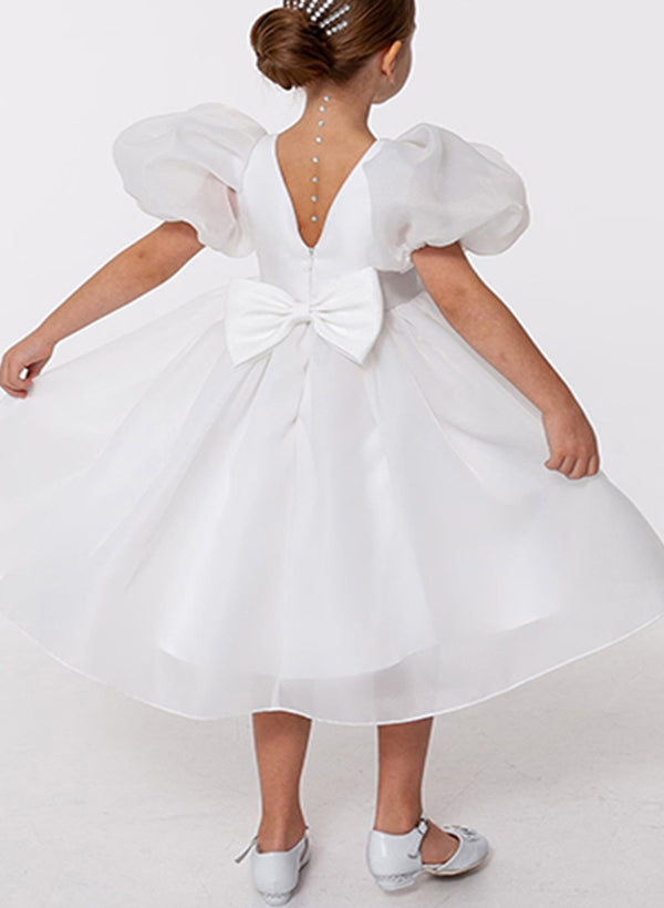 Robes de Demoiselle D'Honneur Coupe A-Line/Princess avec Décolleté en V et Nœud