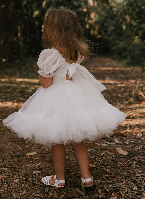 Robes de Fille Coupe A/Princesse avec Nœud Papillon