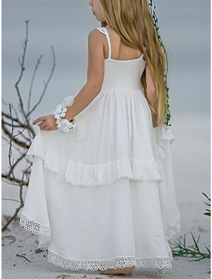 Robes de Demoiselle D'Honneur Asymétriques Coupe A-Line/Princess avec Décolleté Haut et Bas et Appliques