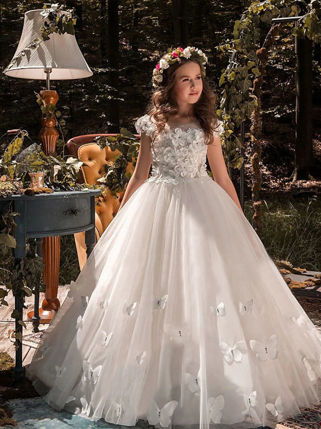Robes de Demoiselle D'Honneur en Tulle Coupe A/Princesse avec Perles et Appliques