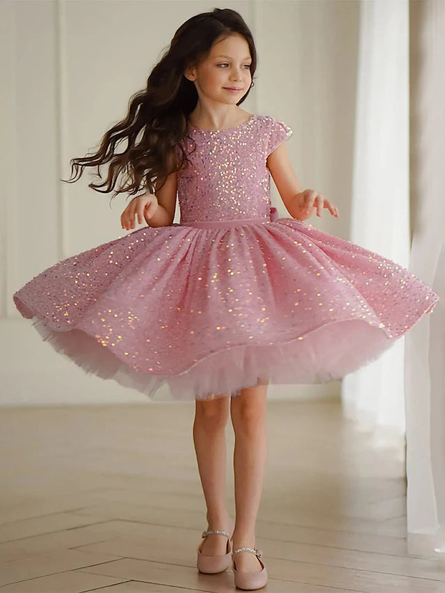 Robes de Demoiselle D'Honneur à Paillettes A-Line/Princess avec Nœud