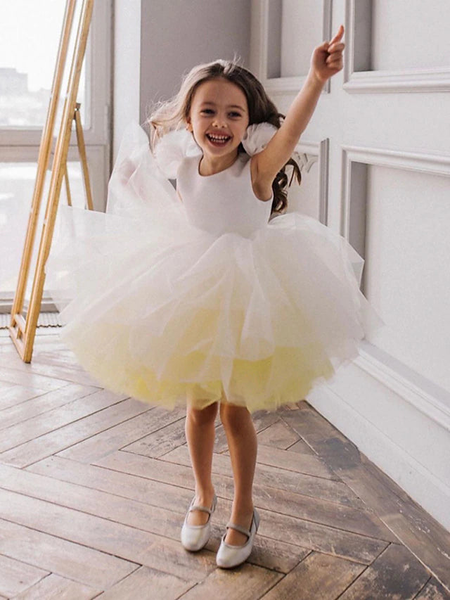 Robe de Bal en Tulle Ombré avec Volants pour Demoiselle D'Honneur