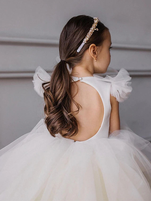 Robe de Bal en Tulle Ombré avec Volants pour Demoiselle D'Honneur