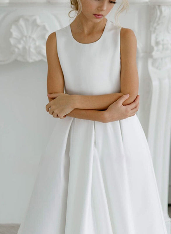 Robes de Demoiselle D'Honneur en Satin Coupe A/Princesse avec Appliques et Nœud