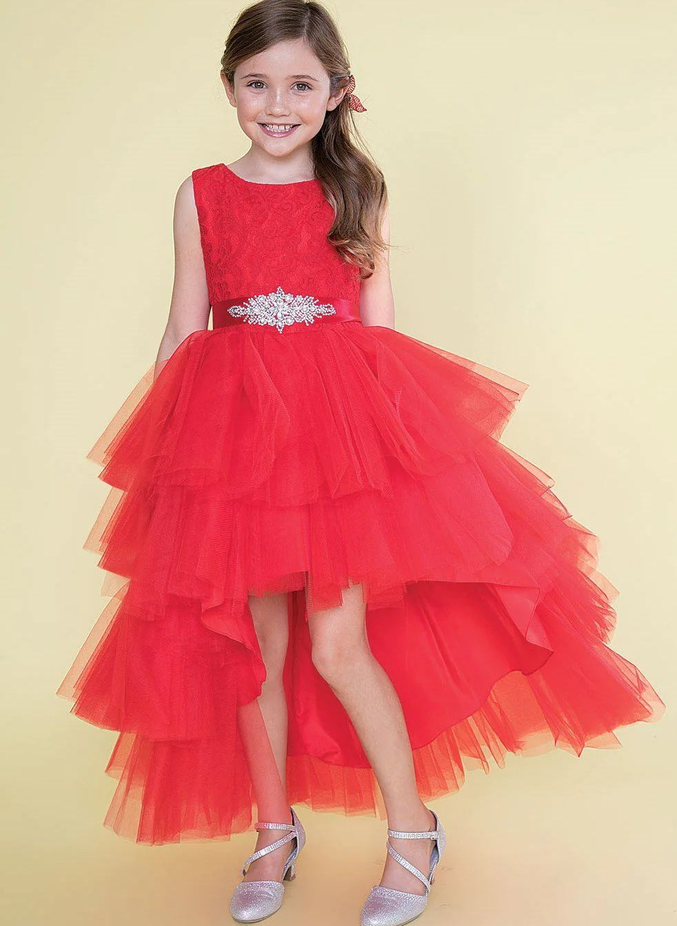 Robe de Bal en Tulle avec Perles pour Demoiselle D'Honneur