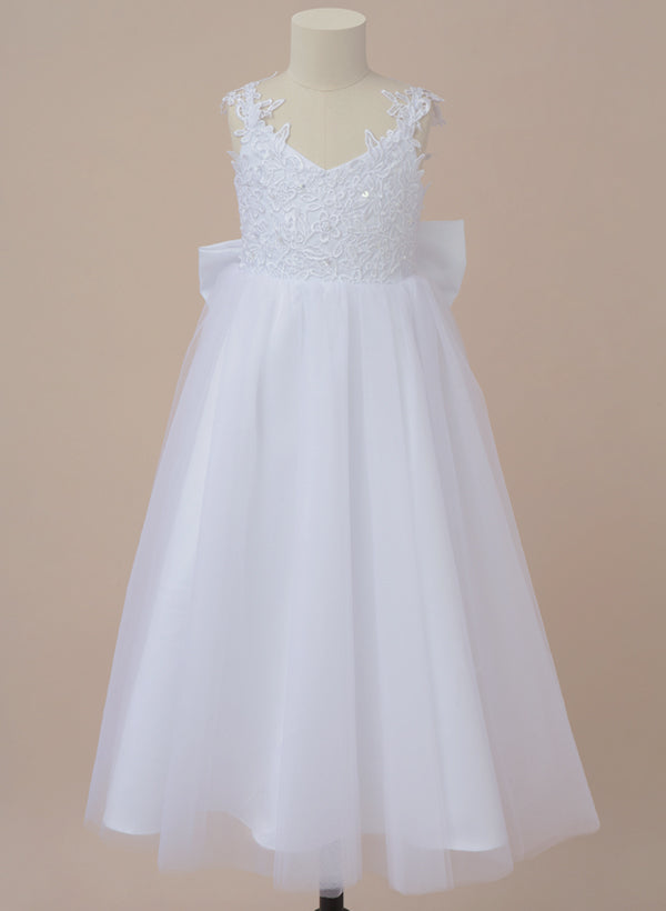 Robes de Demoiselle D'Honneur A-Line/Princess à Col en V avec Nœud