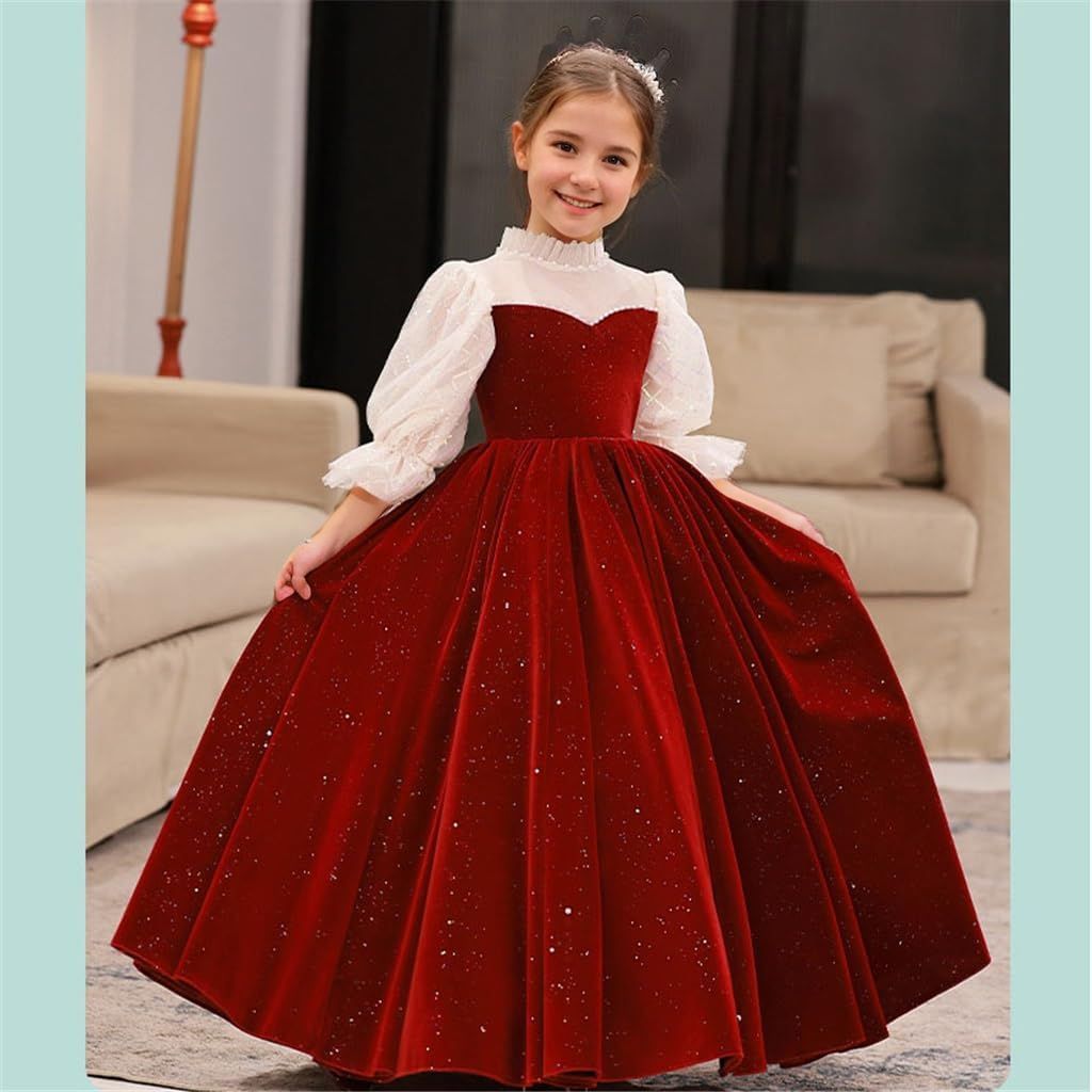 Robes de Demoiselle D'Honneur à Manches 3/4, Longueur Au Sol, Col Haut, Coupe A-Line/Princesse