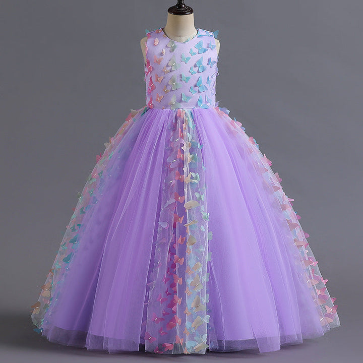 Robe de Bal à Encolure Dégagée Sans Manches, Longueur Au Sol, avec Papillon 3D