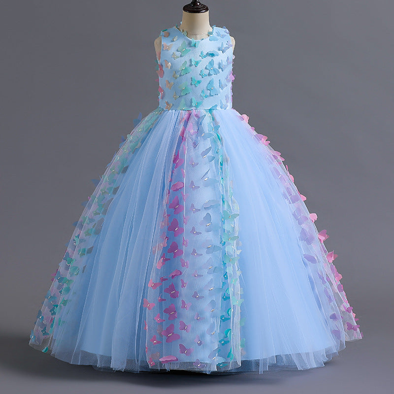 Robe de Bal à Encolure Dégagée Sans Manches, Longueur Au Sol, avec Papillon 3D
