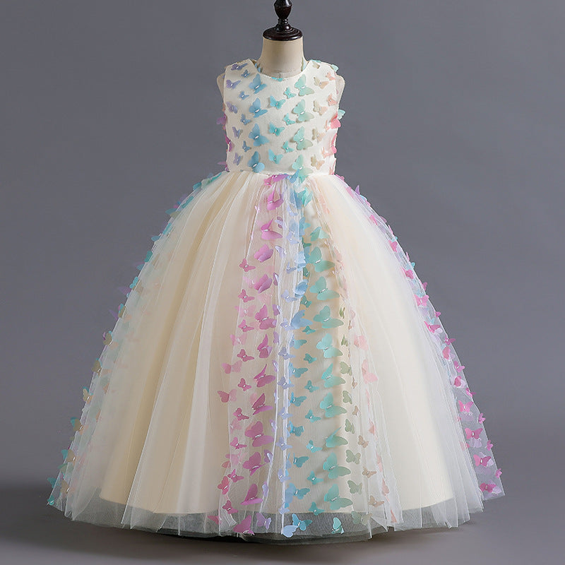 Robe de Bal à Encolure Dégagée Sans Manches, Longueur Au Sol, avec Papillon 3D