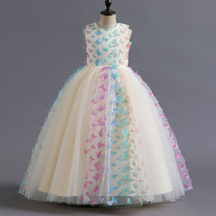 Robe de Bal à Encolure Dégagée Sans Manches, Longueur Au Sol, avec Papillon 3D