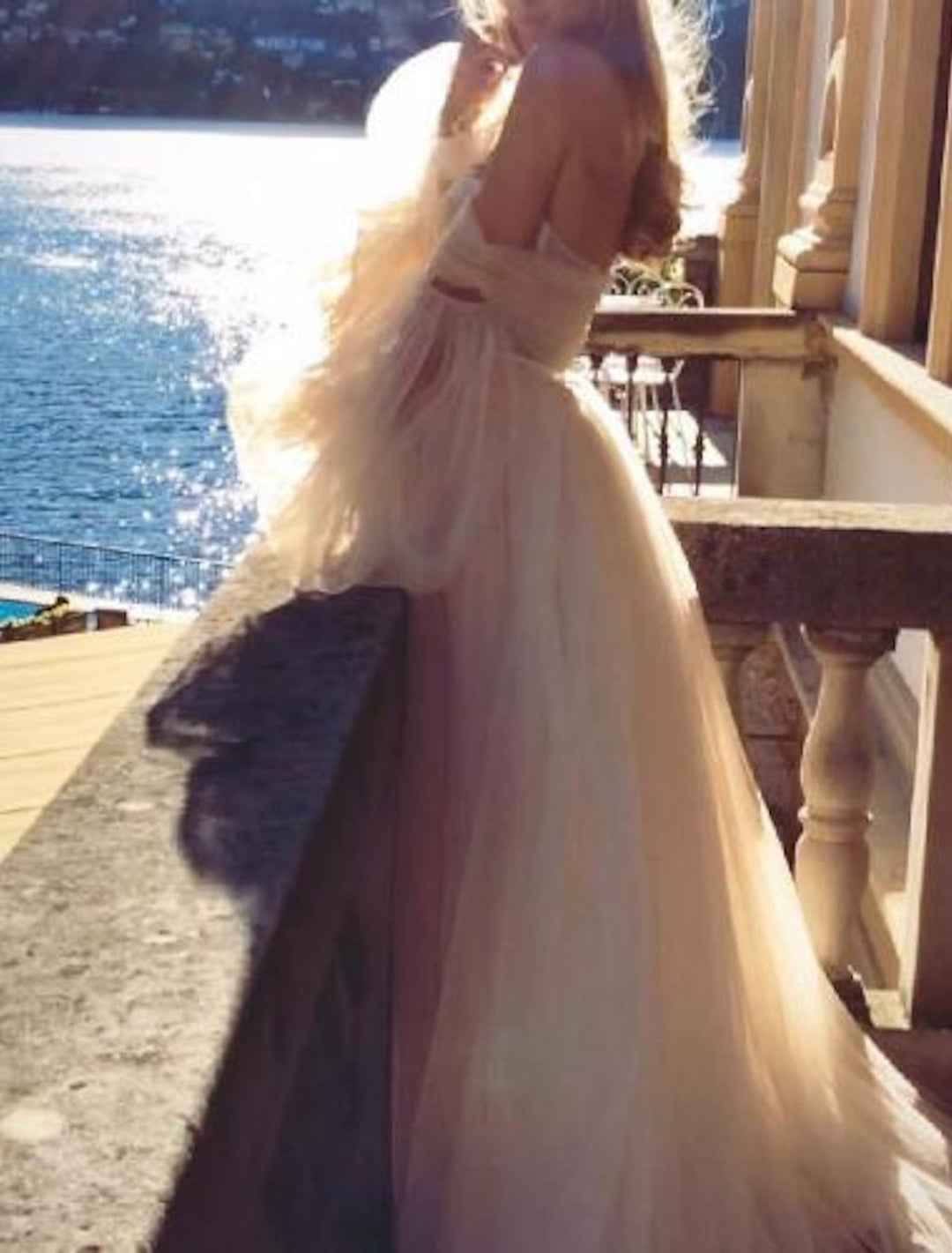 Robe de Mariée en Dentelle à Épaules Dénudées et Longueur Au Sol, Coupe A-Line/Princesse