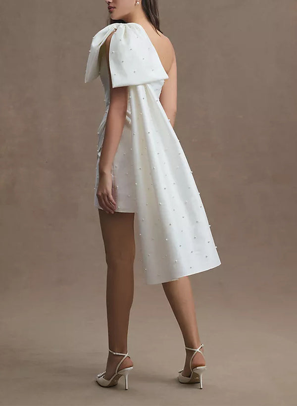 Robe de Mariée Mini Fourreau/Colonne à Une Épaule
