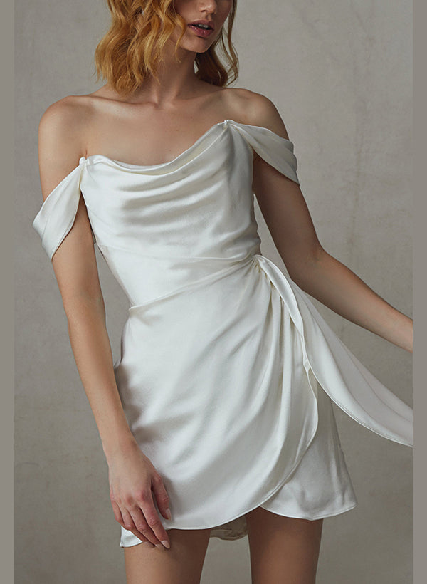Robe de Mariée Courte Fourreau/Colonne à Épaules Dénudées