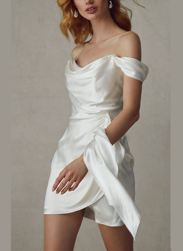 Robe de Mariée Courte Fourreau/Colonne à Épaules Dénudées