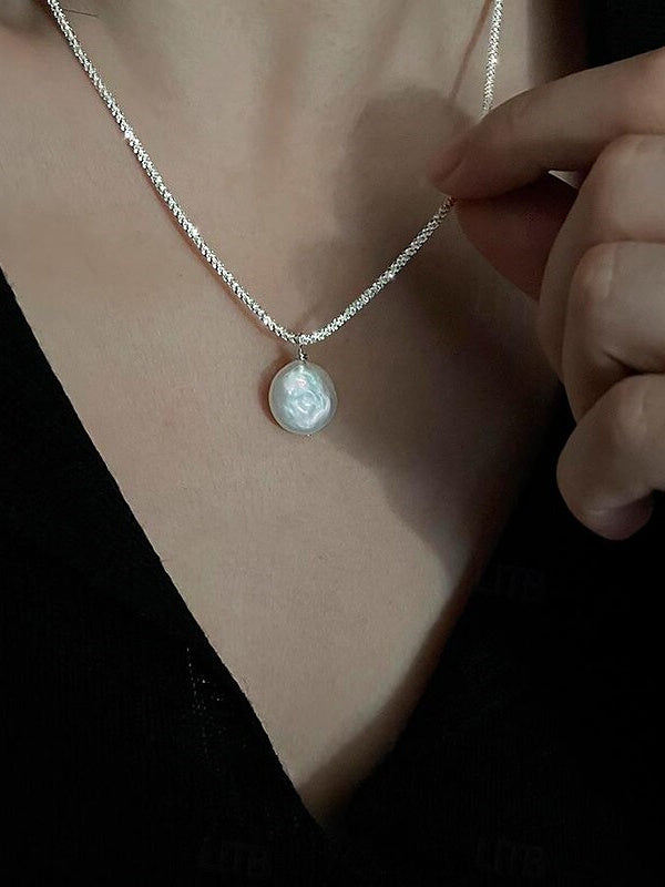 Collier en Argent Sterling S925 pour Mariage, Saint-Valentin, Collier Rond Classique Vintage Quotidien, Bijoux