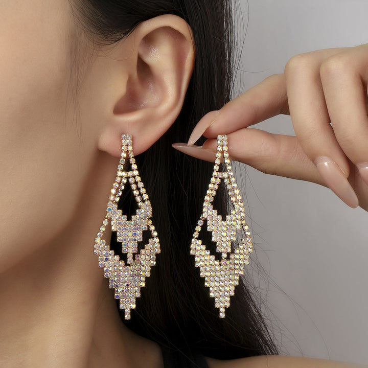 Boucles D'Oreilles Pendantes de Luxe en Strass Élégantes