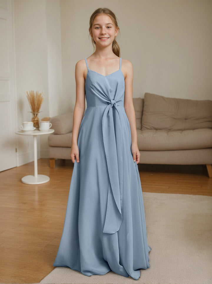 Robes de Demoiselle D'Honneur Junior Sans Manches à Col en V et Coupe A-Line/Princesse