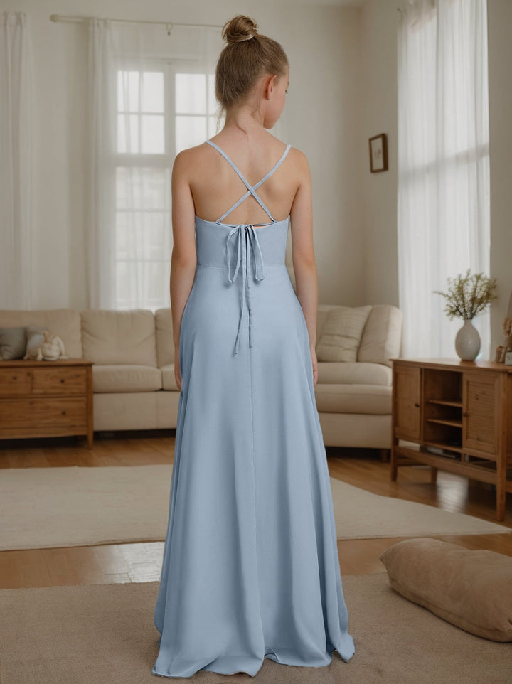 Robes de Demoiselle D'Honneur Junior Sans Manches à Col en V et Coupe A-Line/Princesse