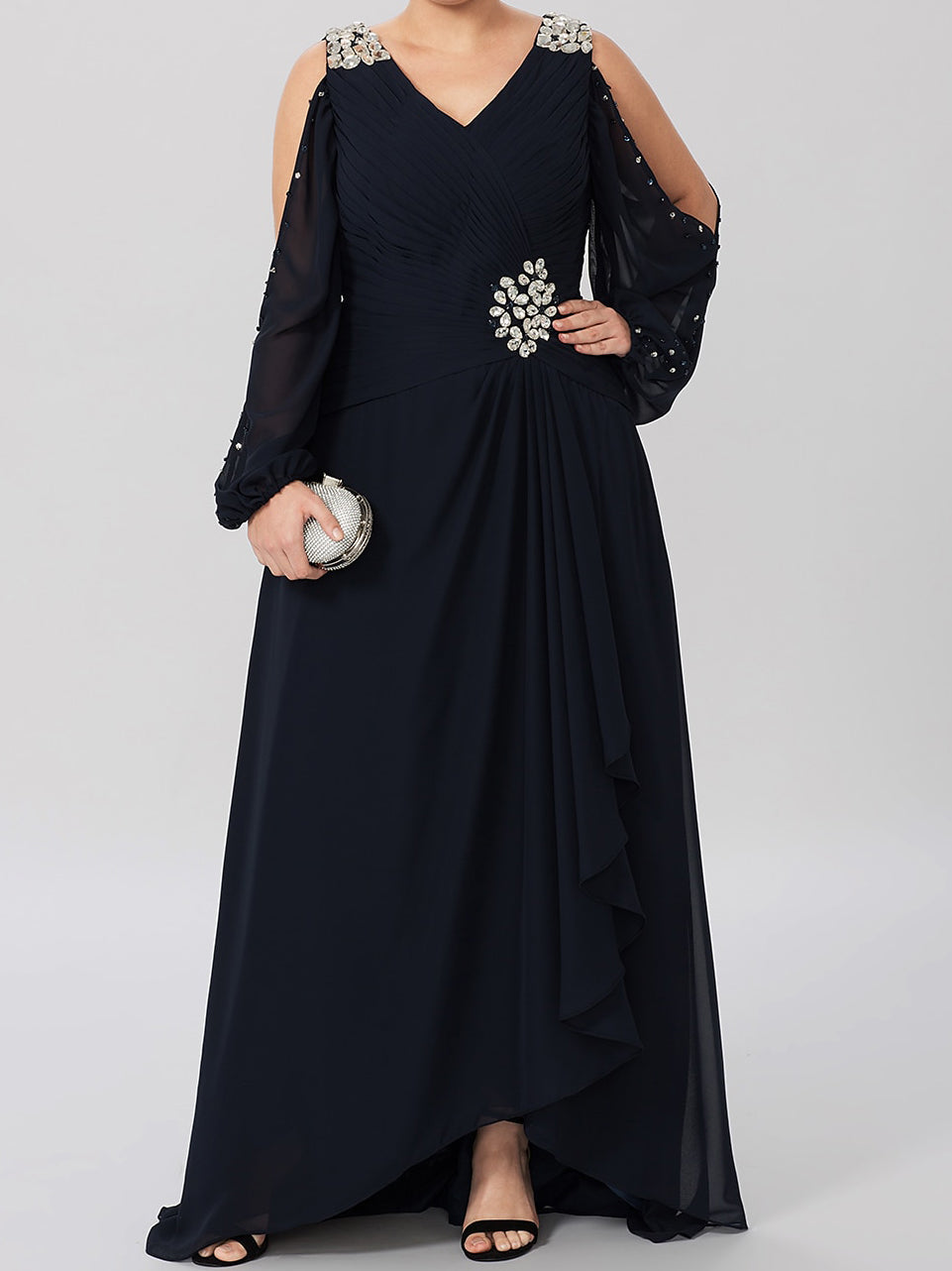 Robes de Mère de la Mariée Coupe A-Line/Princess à Col en V avec Strass
