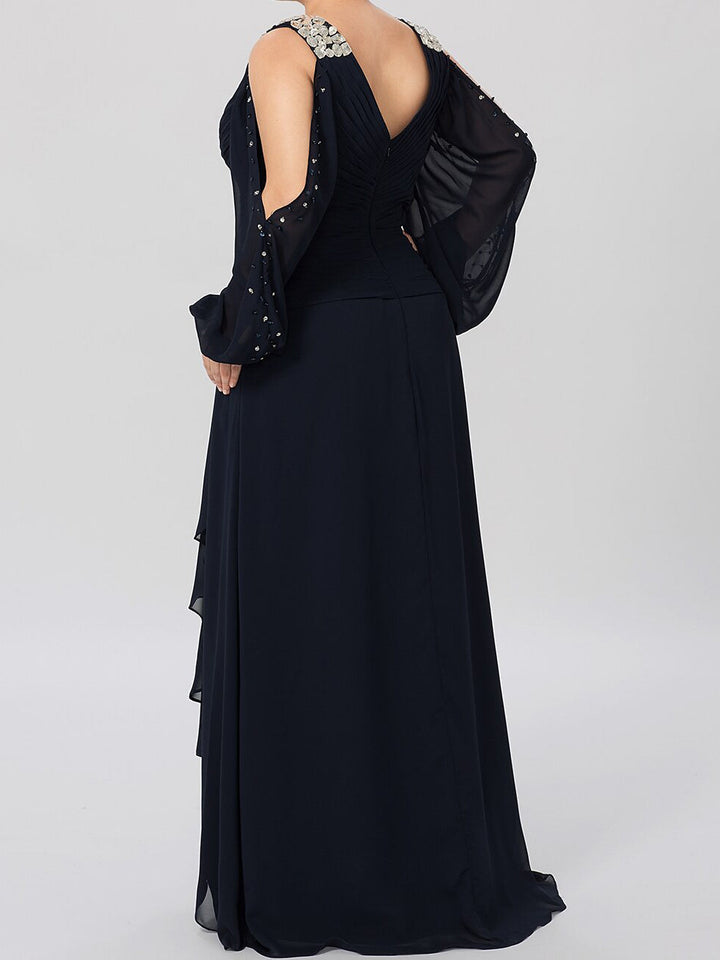 Robes de Mère de la Mariée Coupe A-Line/Princess à Col en V avec Strass