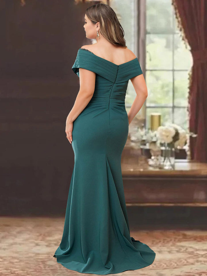 Robe de Mère de la Mariée Fourreau/Colonne à Épaules Dénudées Sans Manches, Longueur Au Sol, avec Volants