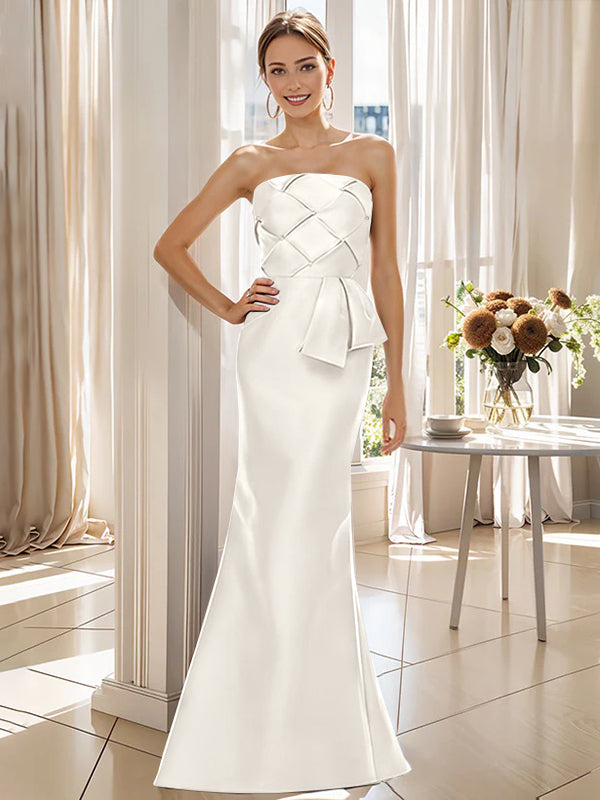 Robe de Mère de la Mariée Trompette/Sirène Sans Manches, Longueur Au Sol, Sans Bretelles, avec Nœud