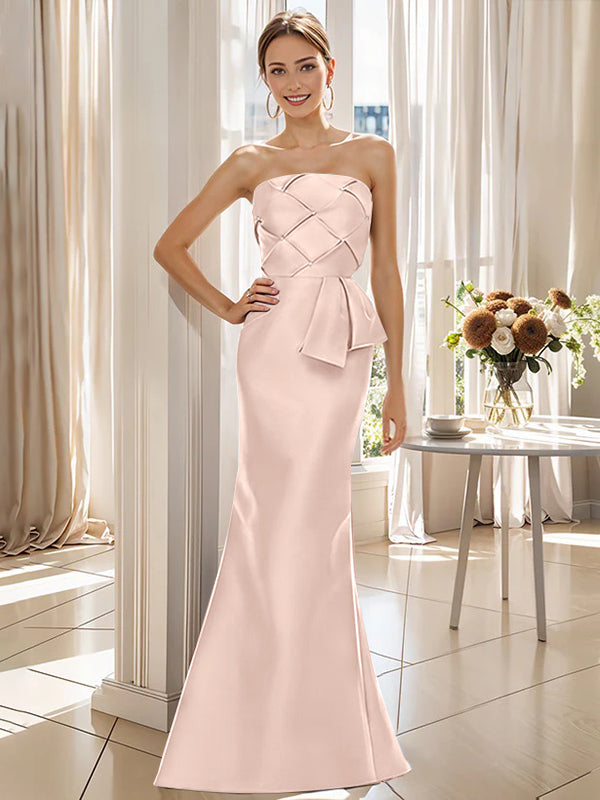 Robe de Mère de la Mariée Trompette/Sirène Sans Manches, Longueur Au Sol, Sans Bretelles, avec Nœud