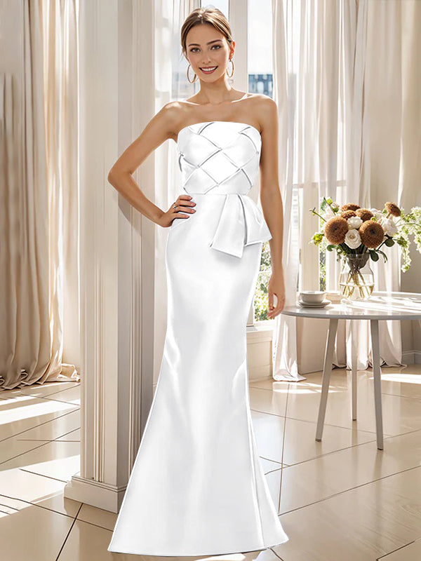 Robe de Mère de la Mariée Trompette/Sirène Sans Manches, Longueur Au Sol, Sans Bretelles, avec Nœud