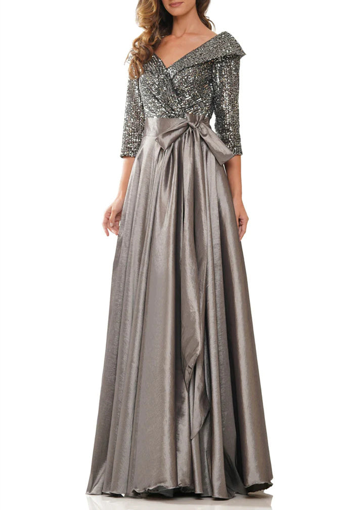 Robes de Mère de la Mariée Coupe A-Line/Princess à Col en V et Longueur Au Sol