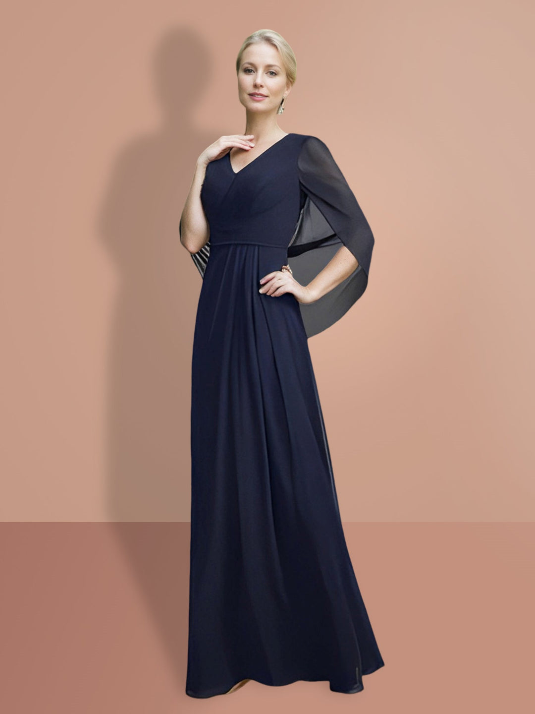 Robes de Mère de la Mariée A-Line/Princess à Demi-Manches et Col en V