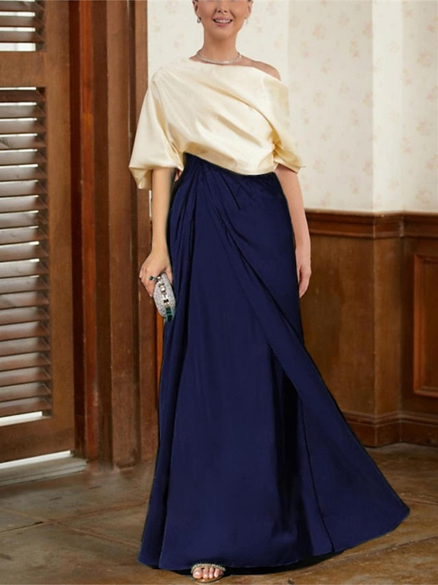 Robes de Mère de la Mariée Coupe A-Line/Princess à Demi-Manches et Col Bénitier