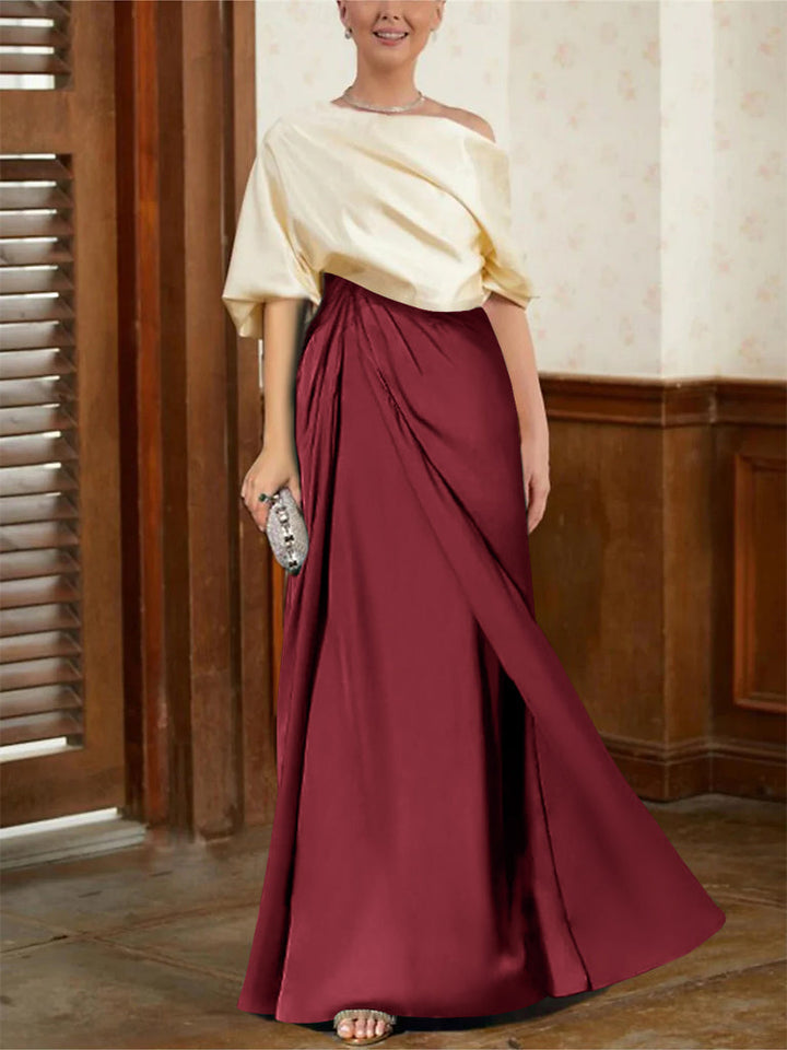 Robes de Mère de la Mariée Coupe A-Line/Princess à Demi-Manches et Col Bénitier