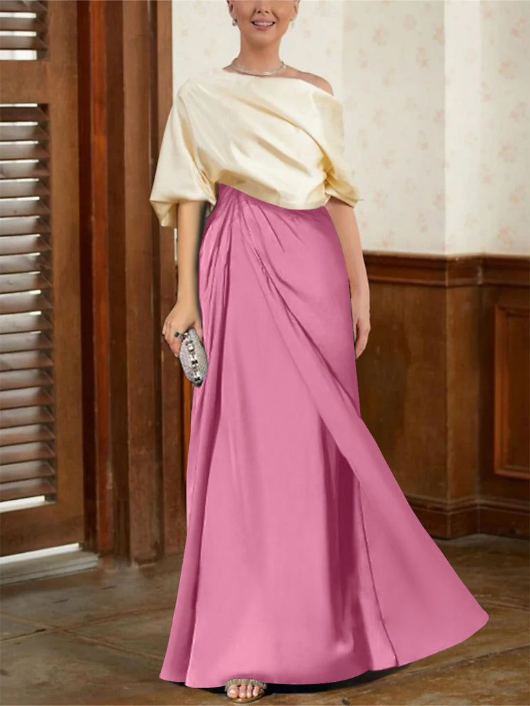 Robes de Mère de la Mariée Coupe A-Line/Princess à Demi-Manches et Col Bénitier