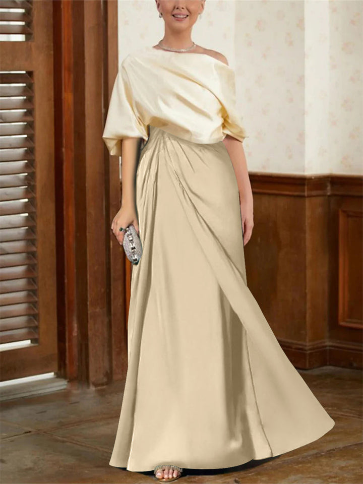 Robes de Mère de la Mariée Coupe A-Line/Princess à Demi-Manches et Col Bénitier