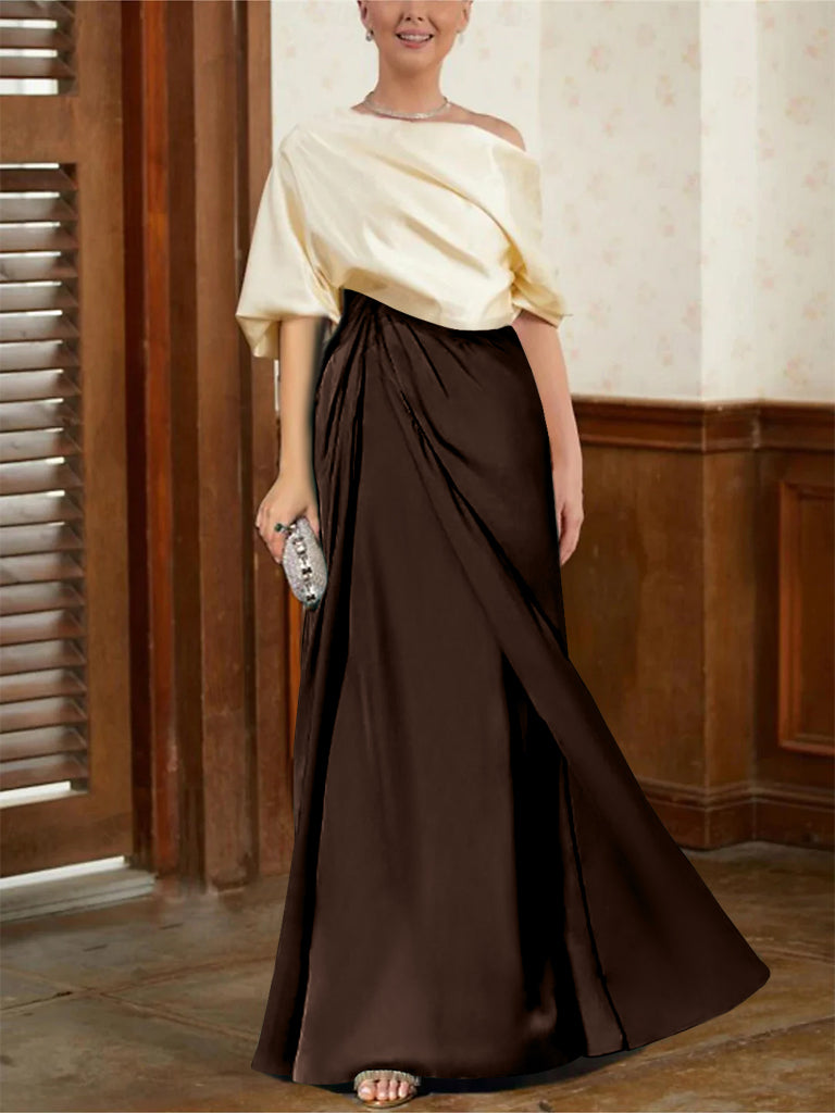 Robes de Mère de la Mariée Coupe A-Line/Princess à Demi-Manches et Col Bénitier