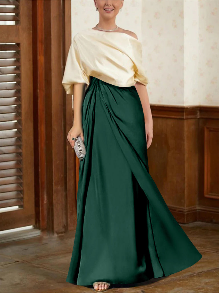 Robes de Mère de la Mariée Coupe A-Line/Princess à Demi-Manches et Col Bénitier