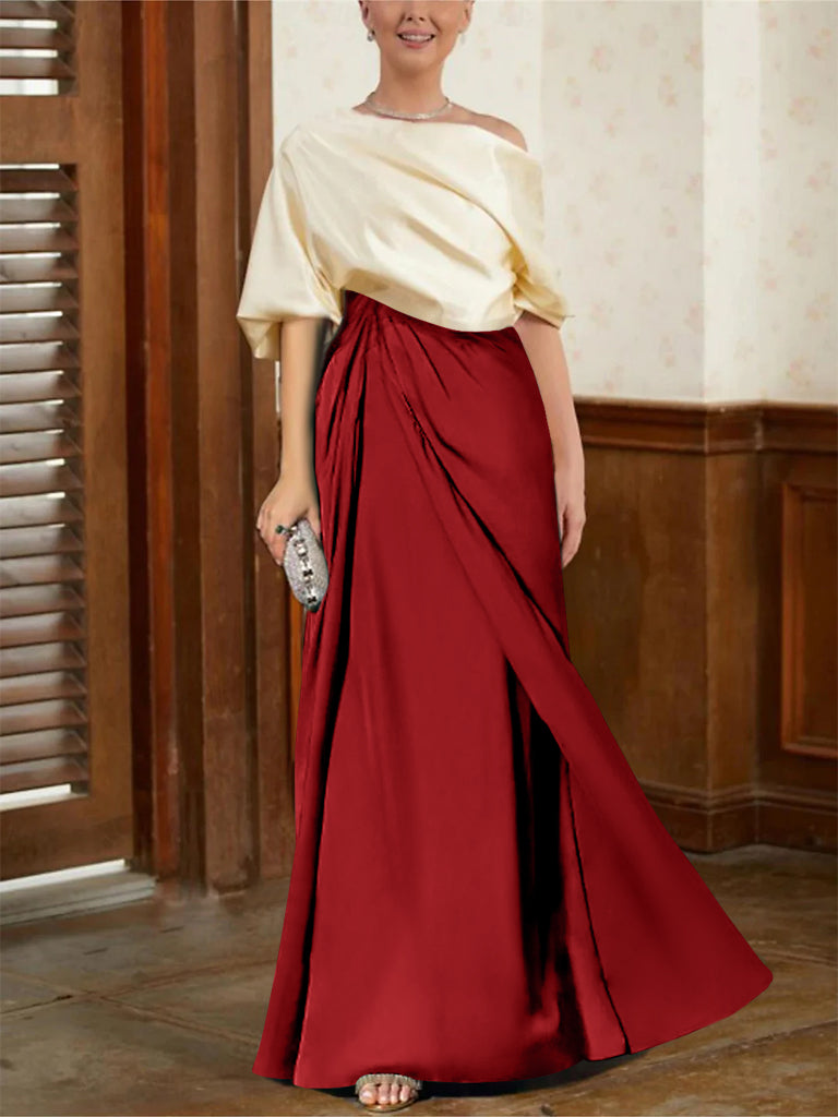 Robes de Mère de la Mariée Coupe A-Line/Princess à Demi-Manches et Col Bénitier