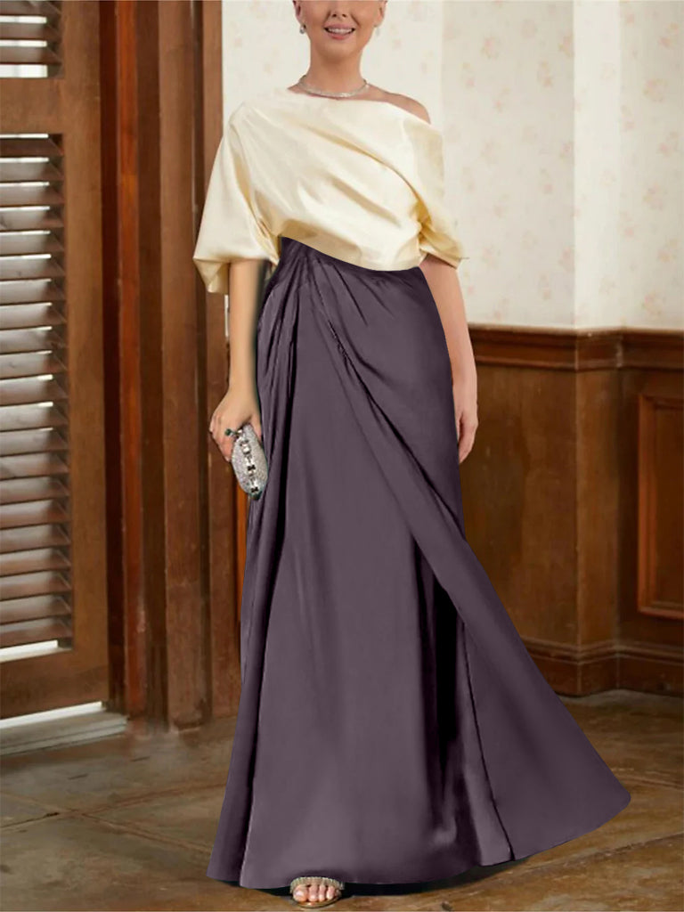Robes de Mère de la Mariée Coupe A-Line/Princess à Demi-Manches et Col Bénitier