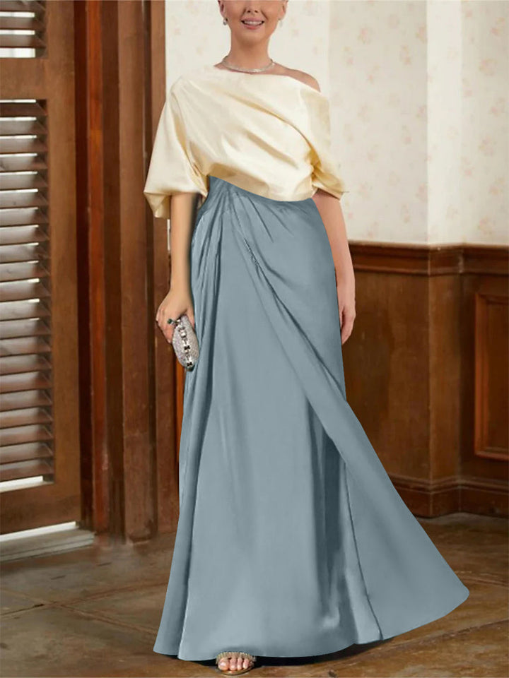 Robes de Mère de la Mariée Coupe A-Line/Princess à Demi-Manches et Col Bénitier