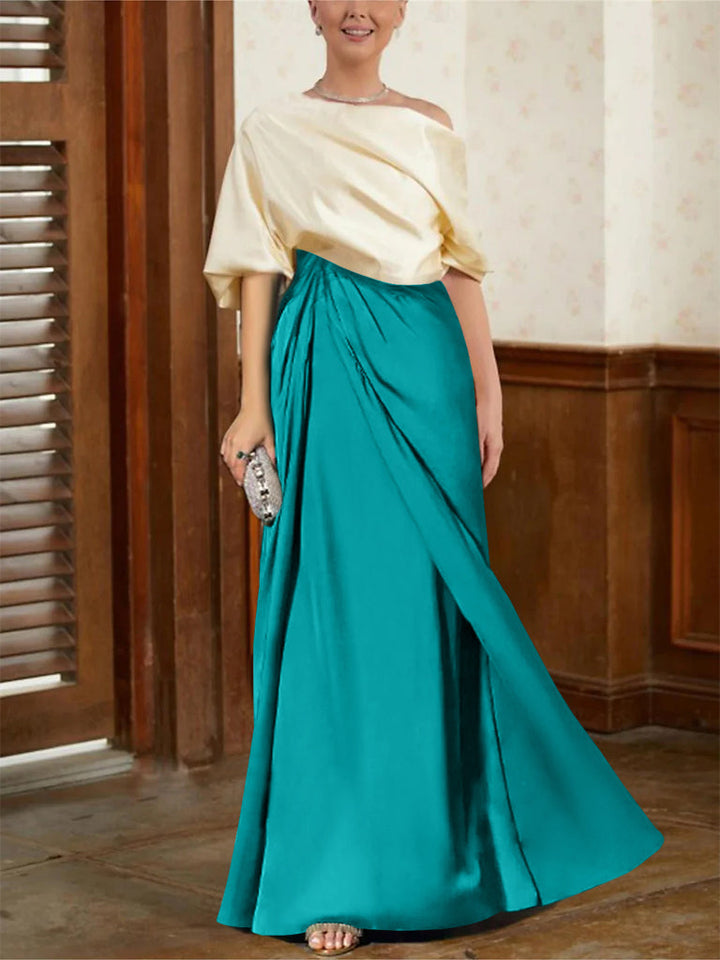 Robes de Mère de la Mariée Coupe A-Line/Princess à Demi-Manches et Col Bénitier